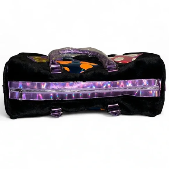 NWT Current Mood x Dolls Kill Fuzzy Duffle Bag w/ Metallic Mushroom Design - Picture 3 of 8